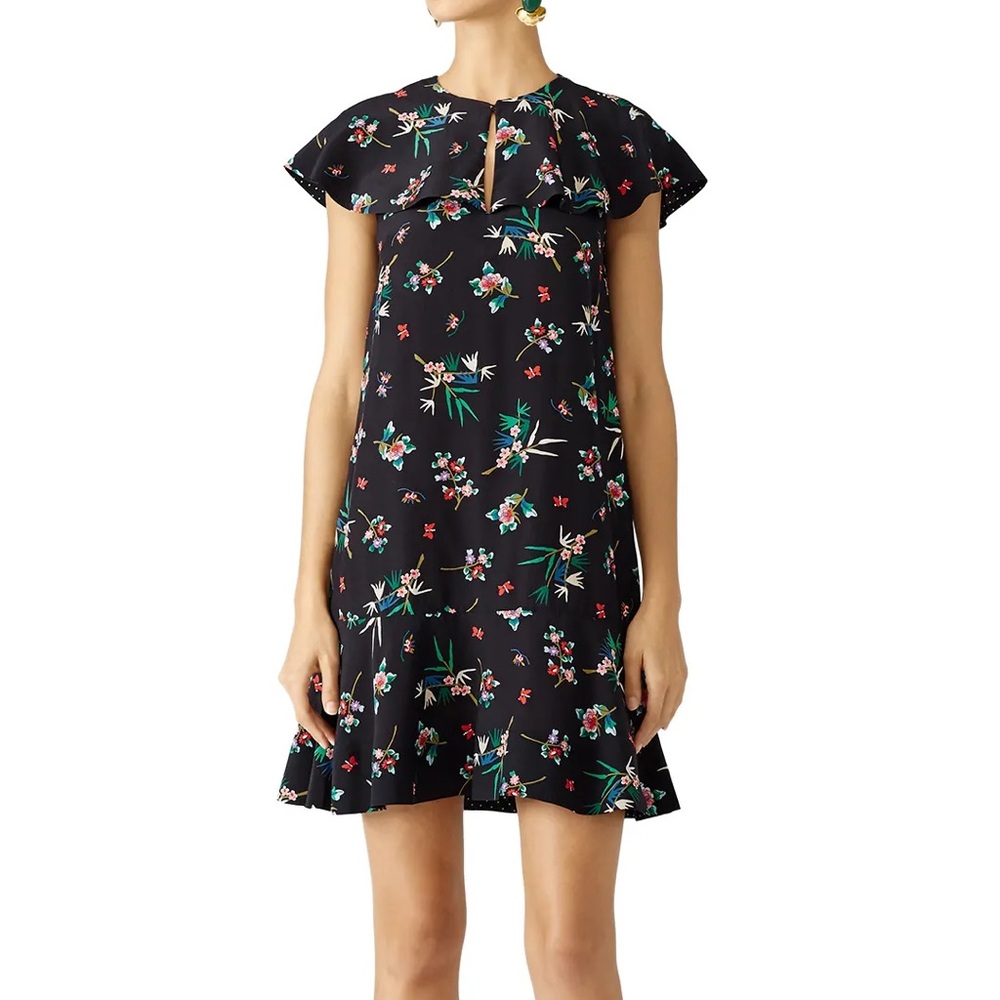 Red Valentino Black Floral Bouquet 100% Silk Dress